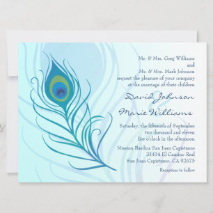 Convite Para Casamento De Penas De Pavão Teal