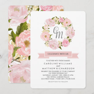 Convite para Casamento de Penas de Pequim Rosa Esc