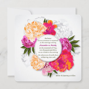 Convite para Casamento de Peonies Elegantes