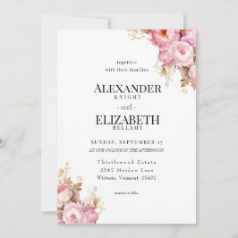 Convite para Casamento de Peony Blooms de Blushing