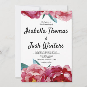 Convite Para Casamento De Peony De Borgonha Floral