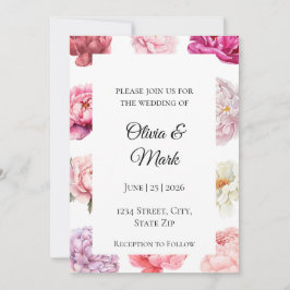 Convite para Casamento de Peony Watercolor | Ouro