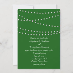 Convite para Casamento de Pérolas Verde Esmeralda