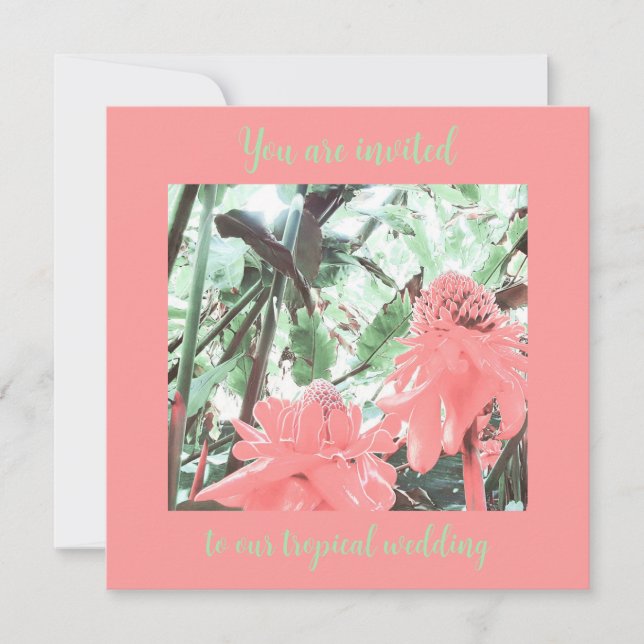 Convite para Casamento de Pêssego Tropical (Frente)