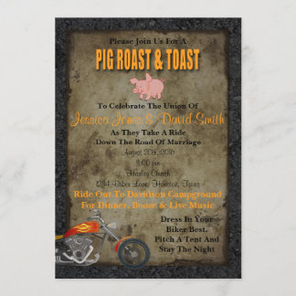 Convite Para Casamento De Pig Roast E Toast Biker