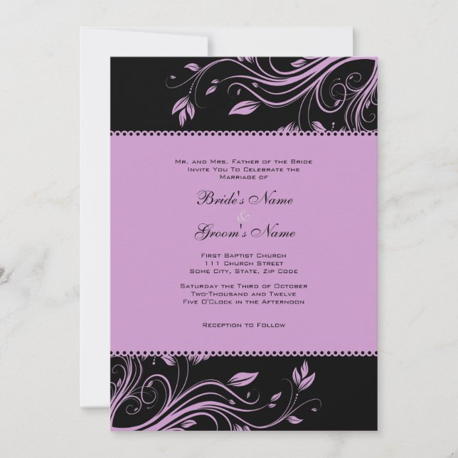 Convite para casamento de pincéis e púrpura (Frente)