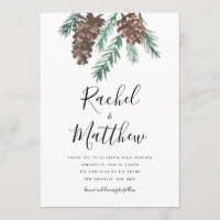 Convite para Casamento de Pinecone Watercolor de I