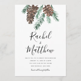 Convite para Casamento de Pinecone Watercolor de I