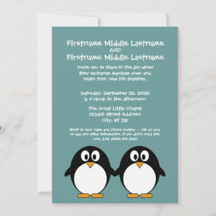 Convite para Casamento de Pinguins Bonitos