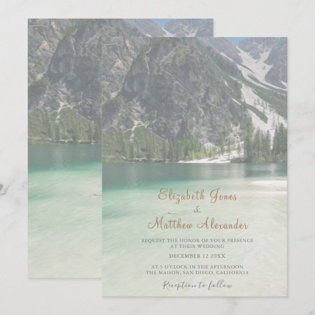 Convite Para Casamento De Pinheiros Da Floresta Mo (Frente/Verso)