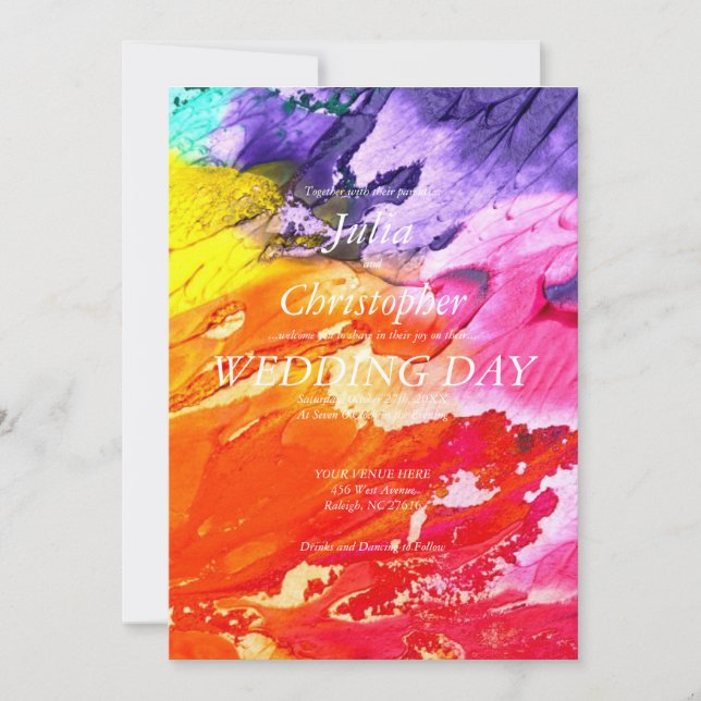 Convite para Casamento de Pintura de Petróleo (Frente)