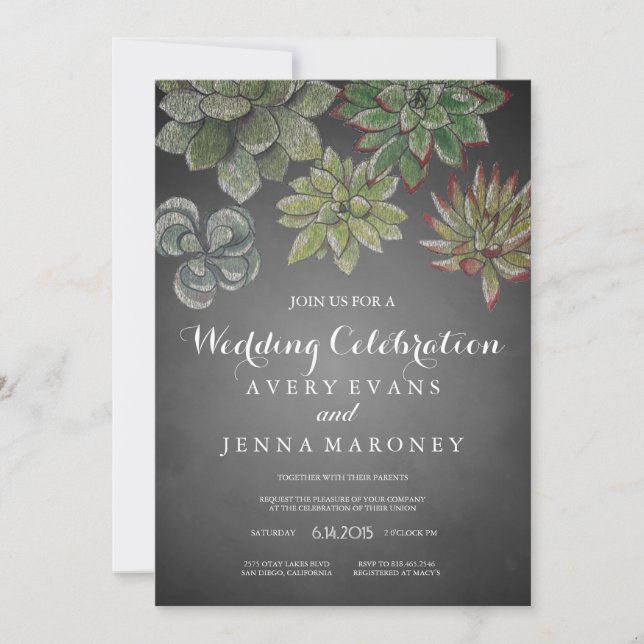 Convite Para Casamento De Plantas Suculentas Com A (Frente)