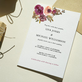 Convite para Casamento de Plum e Rosa Amarela