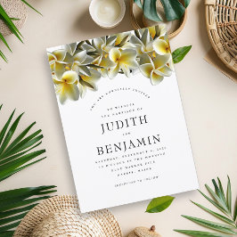 Convite para Casamento de Plumeria Amarela Moderna
