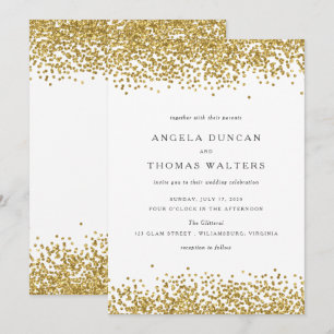 Convite para Casamento de Pontos Confetti Dourados