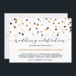 Convite para Casamento de Pontos de Confetti Rosa<br><div class="desc">Confetti Wedding Invitation Cartão moderno com pincel,  dourado e pontos de confete roxo escuro. Itens correspondentes e outras cores estão disponíveis.</div>