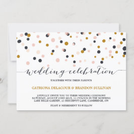 Convite para Casamento de Pontos de Confetti Rosa