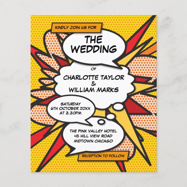 Convite para casamento de Pop de arte do livro de  (Frente)