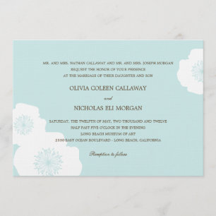 Convite Para Casamento De Poppies Modernos - Azul-
