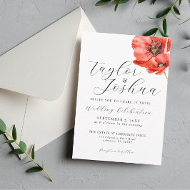 Convite para Casamento de Poppy Vermelha Moderna |