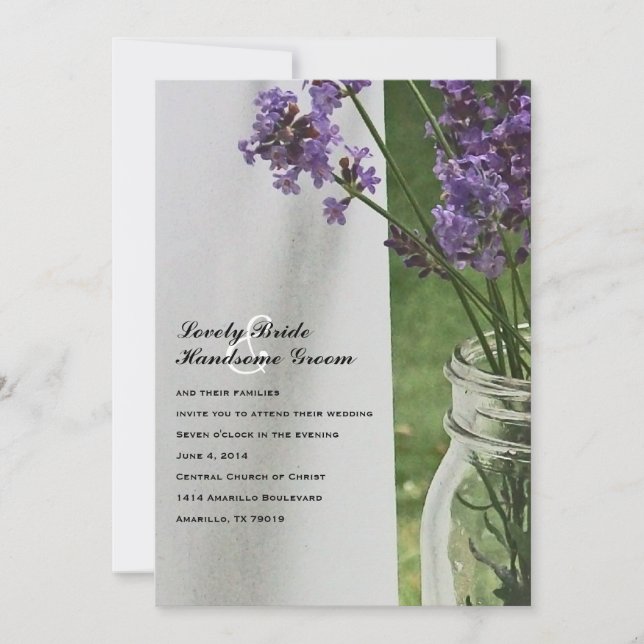 Convite para Casamento de Porch Branco da Lavanda  (Frente)