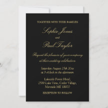 Convite para Casamento de Porco Negro Elegante