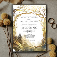 Convite para Casamento de Portal Dourado Florestal