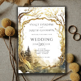 Convite para Casamento de Portal Dourado Florestal