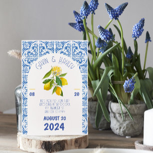 Convite para Casamento de Portugal   Azulejos azui