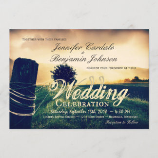 Convite para Casamento de Posto de Cerca de Campo
