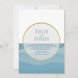 Convite para Casamento de Praia Azul de Aquarela