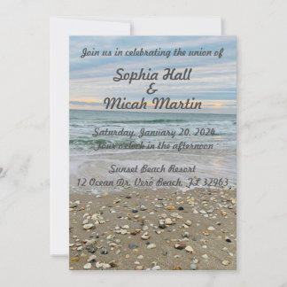 Convite para Casamento de praia azul Shell