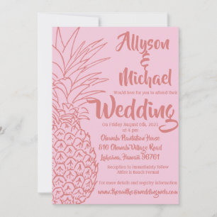 Convite para Casamento de Praia de Abacaxi Rosa e