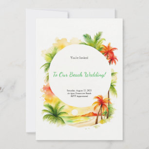 Convite para Casamento de Praia de Aquarela Tropic