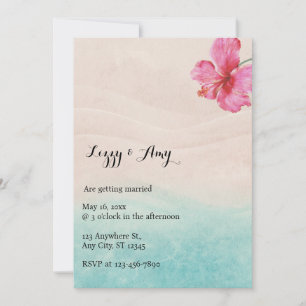 Convite para Casamento de Praia de Hibiscus Tropic