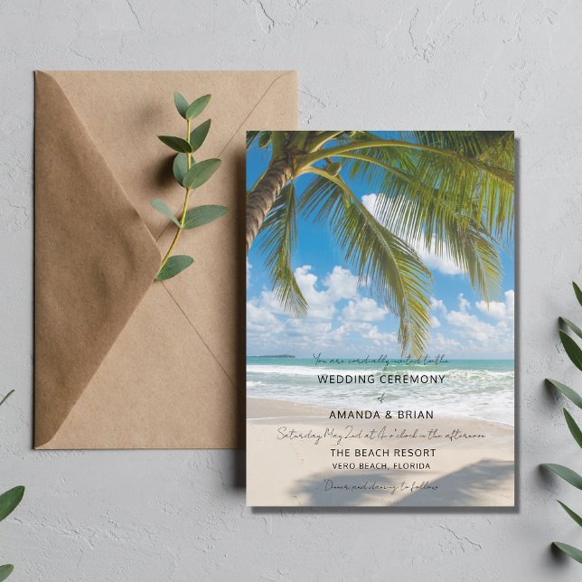 Convite para Casamento de Praia de Ilha Tropical (Criador carregado)