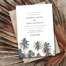 Convite para Casamento de Praia de Palma Tropical