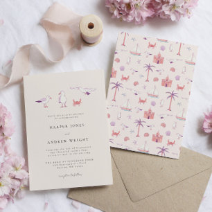 Convite para Casamento de Praia de Seagulls