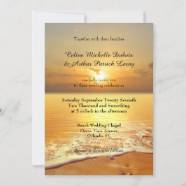 Convite para Casamento de Praia de Sunset ouro