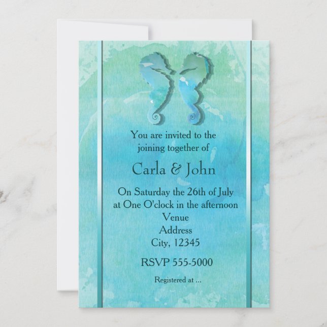 Convite para Casamento de Praia de Watercolor Casa (Frente)