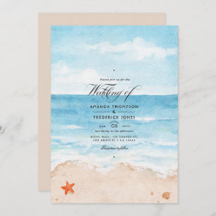 Convite para Casamento de Praia de Watercolor Summ