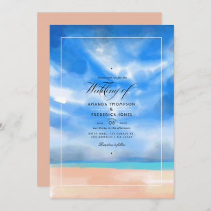 Convite para Casamento de Praia de Watercolor Summ