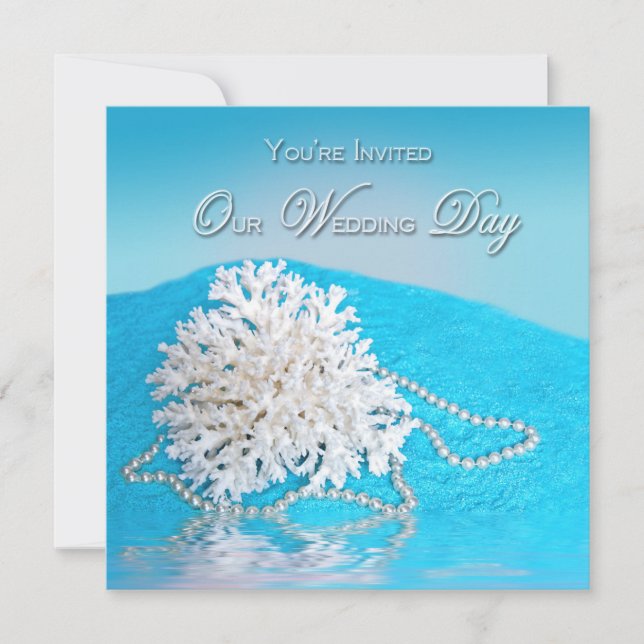 Convite para Casamento de Praia - SEA SHELL/BEACH (Frente)