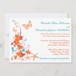 Convite para Casamento de Praia Tropical Azul, Lar