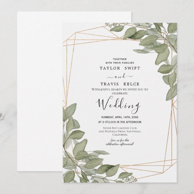 Convite para Casamento de Praia Tropical de Olive  (Frente/Verso)