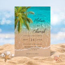 Convite para Casamento de Praia Tropical Elegante