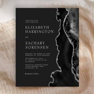 Convite para Casamento de Prata de Agata Negra par