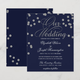 Convite para Casamento de Prata de Confetti Marinh