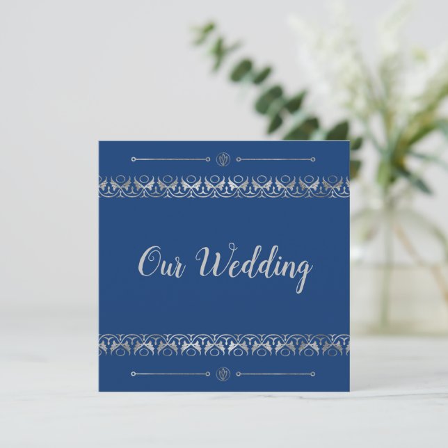 Convite para Casamento de Prata de Luxo (Em pé/Frente)