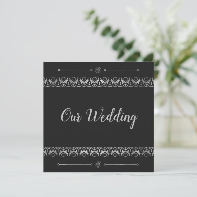 Convite para Casamento de Prata de Luxo (Em pé/Frente)